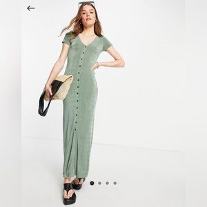 ASOS long green button front dress